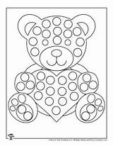 Dot Valentine Coloring Bear Pages Marker Teddy Printables Do Heart Kids sketch template