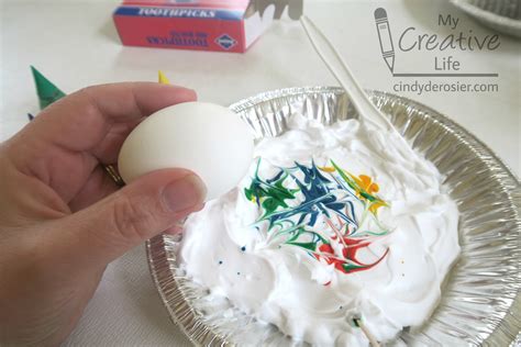 cindy derosier  creative life dyeing easter eggs  shaving cream