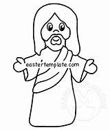 Jesus Coloring Hands His Opens Template Outline Arms Easter sketch template