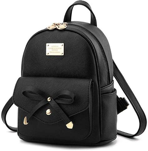 amazoncom girls black mini backpack purse leather cute bowknot fashion small backpacks purses