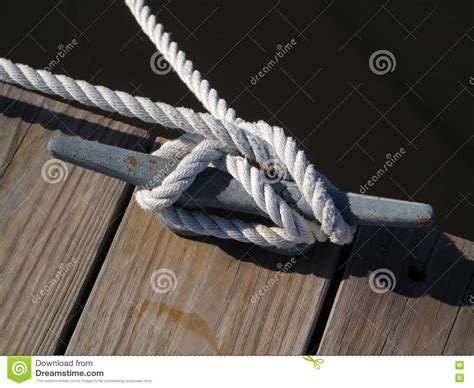 boat rope tie  stock image image  jetty heavy