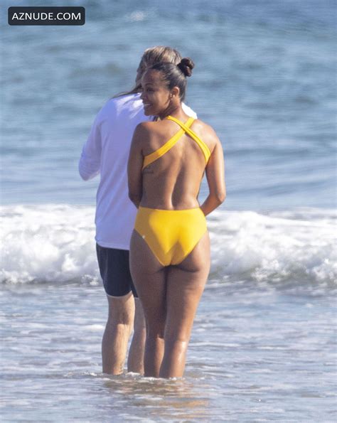 Zoe Saldana And Marco Perego Go For A Swim In The Ocean In