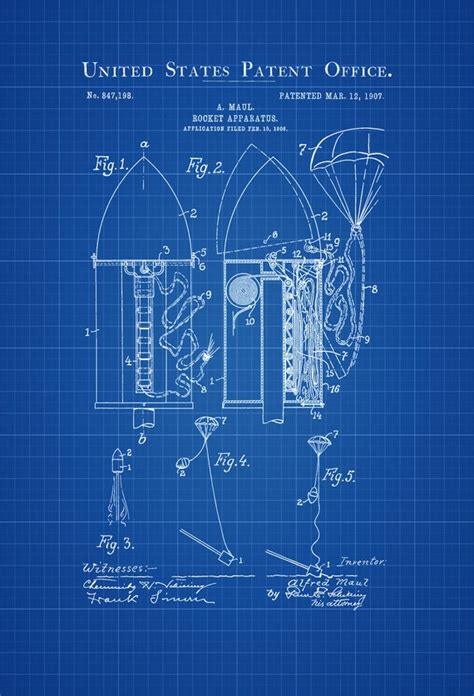 rocket patent rocket blueprint space art space etsy