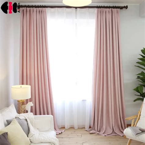 cortinas de tela de lino rosa de estilo simple  cortinas de ventana  cortina de ventana