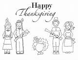 Thanksgiving Coloring Pages Printable Pilgrim Kids Family Indian Mayflower Color Preschool Printables Native Children Happy American Print Turkey Printing Getcolorings sketch template