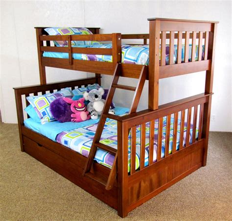 Twin Over Full Bunk Bed Trundle Solid Wood Free Shipping