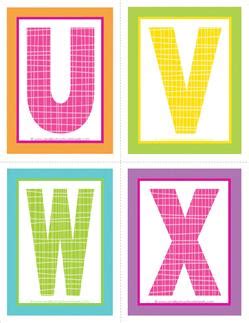 medium alphabet letters uvwx plaid  polka dot alphabet letters