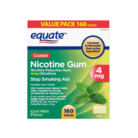 equate coated nicotine polacrilex gum mg cool mint flavor