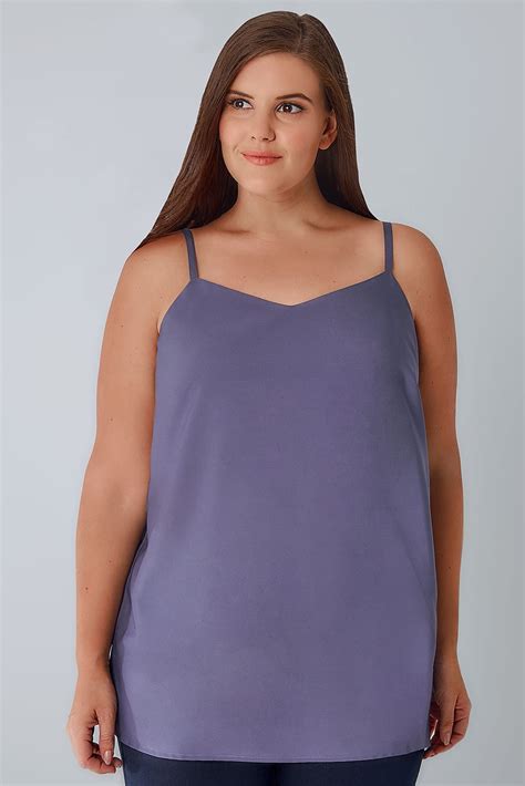 dusky purple woven cami top with side splits plus size 16