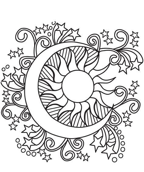 stars moon sun coloring pages printable