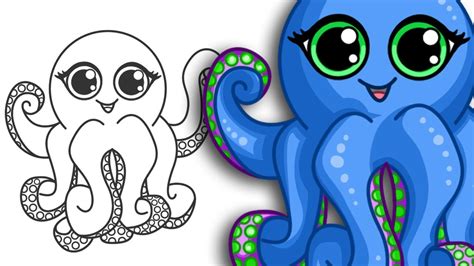 how to draw an octopus super cute and easy step by step
