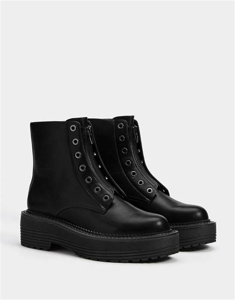 Bershka Platform Ankle Boots With Zippers