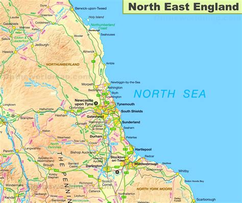 map  north east england