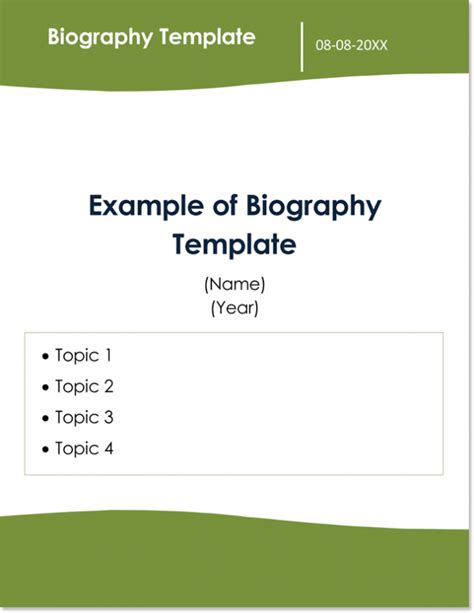 biography templates  images   word