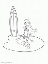 Barbie Coloring Tale Mermaid Pages Girls Print Printable Surfer sketch template