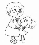 Grandmother Coloring Pages Hug Grandchild Her Grandma Granddaughter Color Vovo Present Printable sketch template