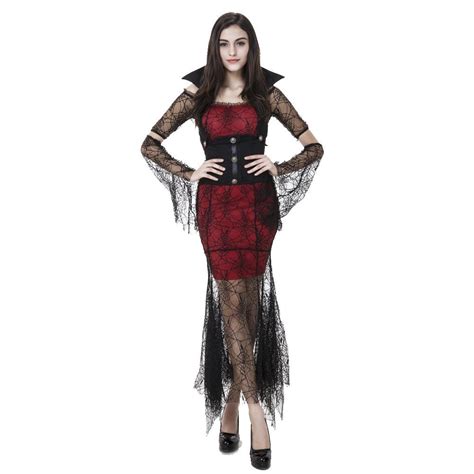 Pop Style Womens Halloween Witch Cosplay Long Lace Dress
