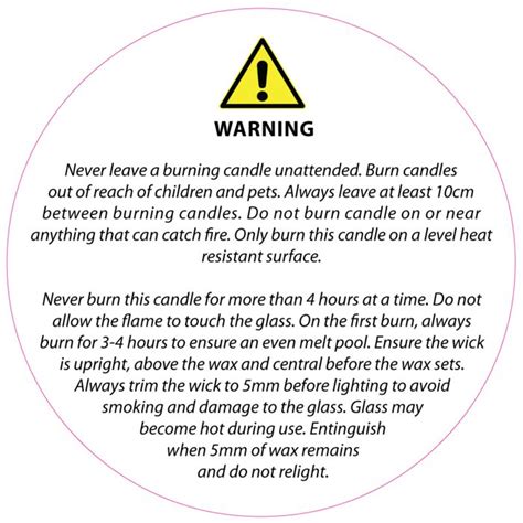 candle warning labels template uk candle safety warning labels