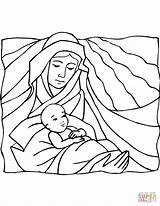 Coloring Pages Baby Mary Jesus Holding Printable Supercoloring sketch template