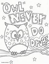 Ribbon Drug Say Owl Prevention Counseling Classroomdoodles Elementary Counselor sketch template