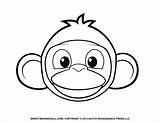 Monkey Face Coloring Drawing Cartoon Clipart Printable Pages Cute Gorilla Outline Kids Simple Clip Line Templates Angry Crafts Curious Mask sketch template