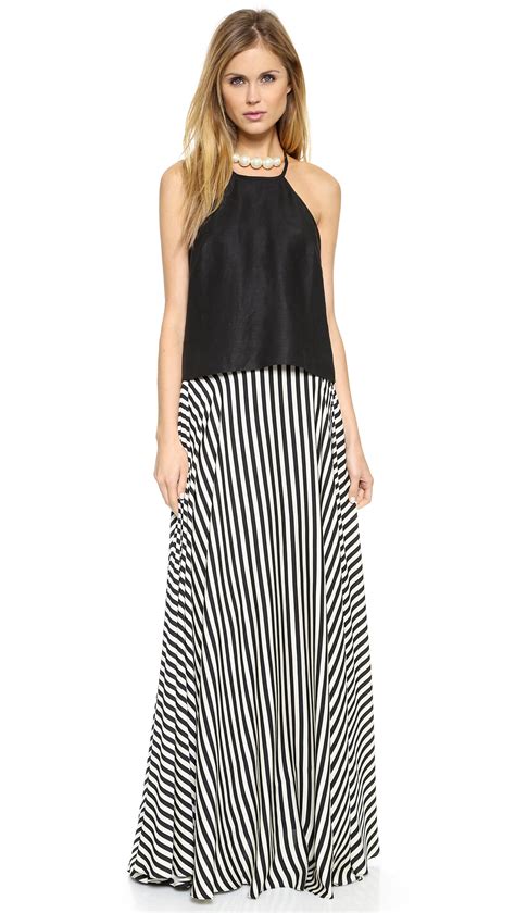 Lyst Milly Striped Maxi Skirt Black White In Black