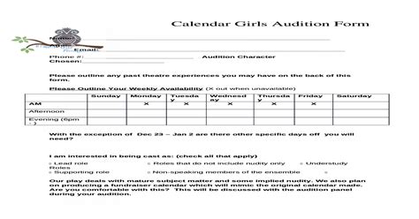 netvideo calender audition customize and print