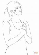 Coloring Praying Woman Pages Drawing sketch template
