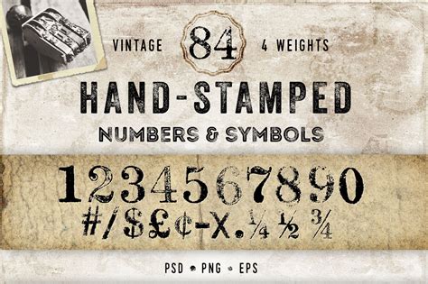 vintage hand stamped numbers graphic objects creative market