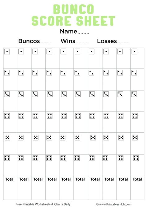bunco printable score sheets