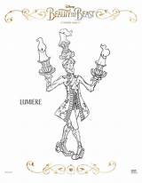 Coloring Beast Beauty Lumiere Pages Disney Printable Sheets Belle Cogsworth Print Live Action Movie Printables Life Film Mrs Choose Board sketch template