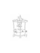 Coloring Stove Fork Knife sketch template