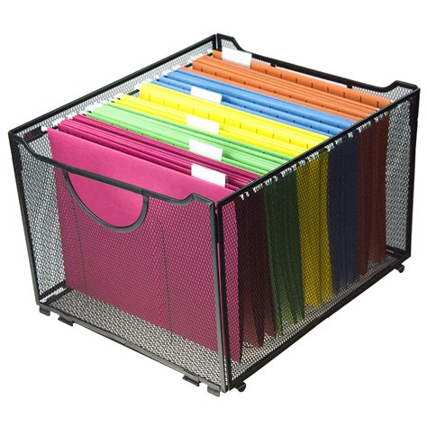 modern black metal mesh file boxfoldable storage cratehome office folder holder organizer rack