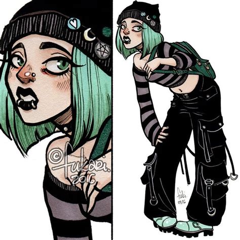 00 s goth girl inspired by one of my latest posts 💀💚 in 2019 emo art
