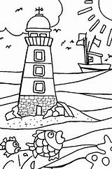 Coloring Lighthouse Pages Beach Printable Print Kids Twin Towers Light Color Shore Drawing Colouring Jesus Rushmore Mount Faro Book Coloringtop sketch template