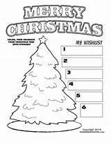 Christmas Coloring List Wish Pages Printable Color Tree Santa Wishes Visit Print Getcolorings sketch template