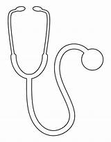 Stethoscope Template Pattern Printable Stencils Drawing Patterns Coloring Estetoscopio Patternuniverse Nurse Craft Outline Crafts Stencil Templates Party Kids Use Pages sketch template