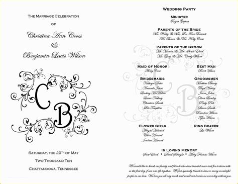 printable wedding program templates  printable wedding programs