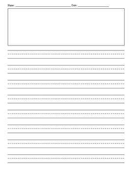 grade writing paper  picture box printable lined paper print