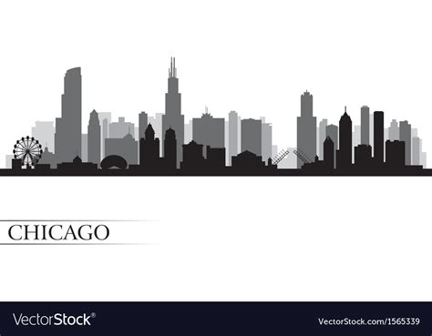 Chicago City Skyline Detailed Silhouette Vector Image