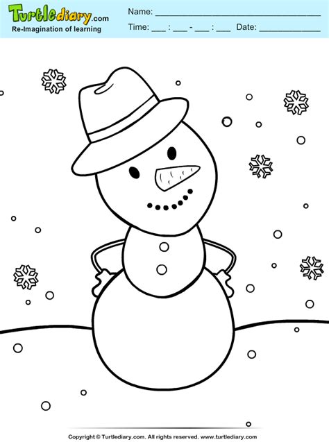 snowman  hat coloring sheet turtle diary