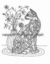 Coloring Pages Etsy Cat Flower Adult sketch template