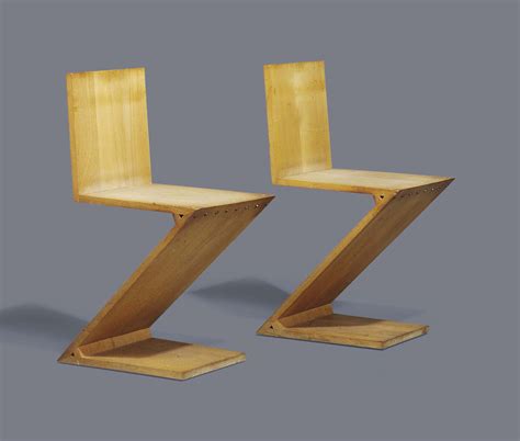 gerrit thomas rietveld   pair  zig zag chairs designed  christies