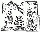 Nativity Coloring Scene Pages Printable Jesus Cut Christmas Color Birth Print Kids Mary Mother Children Virgin Colouring Template Figures Clipart sketch template