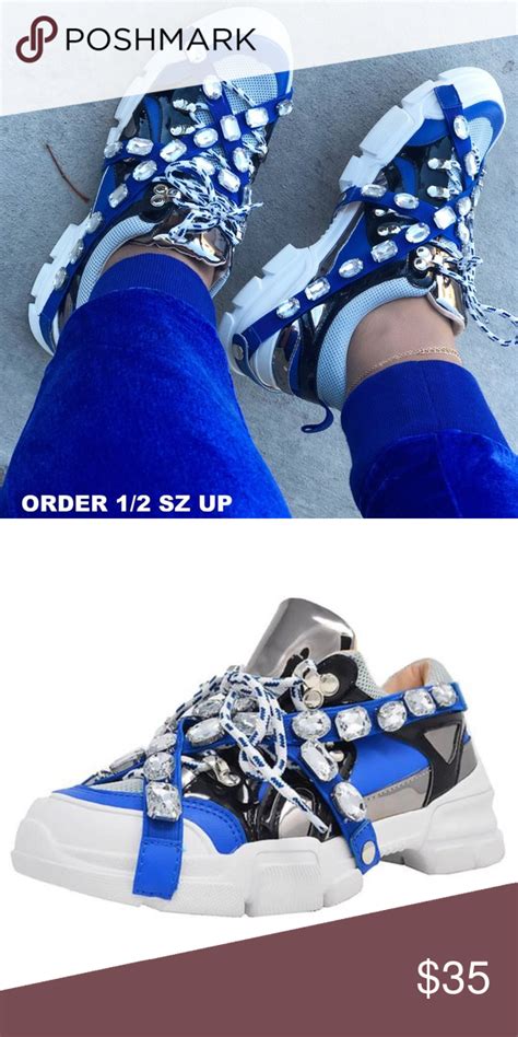 royal blue jeweled chunky sneakers chunky sneakers fashion royal blue