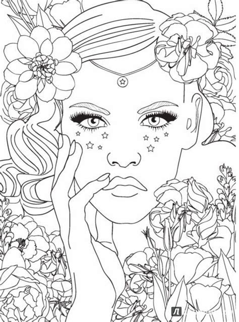 coloring pages woman face  wallpaper
