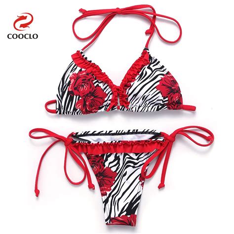 cooclo micro bikini 2018 hot summer sexy bikinis set floral straps swimwear push up biquini