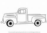 Truck Vintage Draw Step Drawing Old Coloring Ford Pickup Pages Sketch Pick Trucks Outline Classic Drawings Red Christmas Drawingtutorials101 Cartoon sketch template