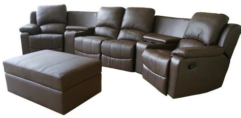 brown black real genuine leather home theater seating