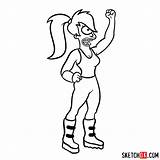 Futurama Leela Draw Step Sketchok Characters sketch template
